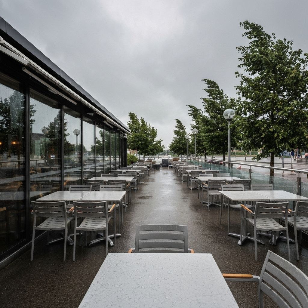Terraza de restaurante sin protección